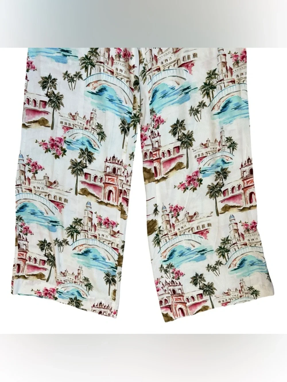 Favorite Daughter The Friday Pant High Rise Wide Leg Coastal Euro Print Pants 8